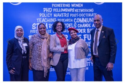 Professor Omran Fadl with Tasneem Muawya, Tagreed Osman, Mai Mamoun, Esraa Mohamed